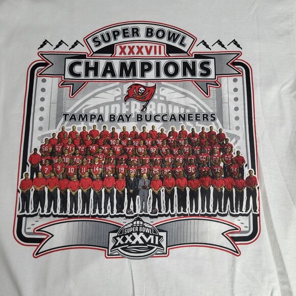 Super Bowl XXXVII Tampa Bay Buccaneers Champions Shirt NFL Players 2003 SZ LG - Picture 8 of 12